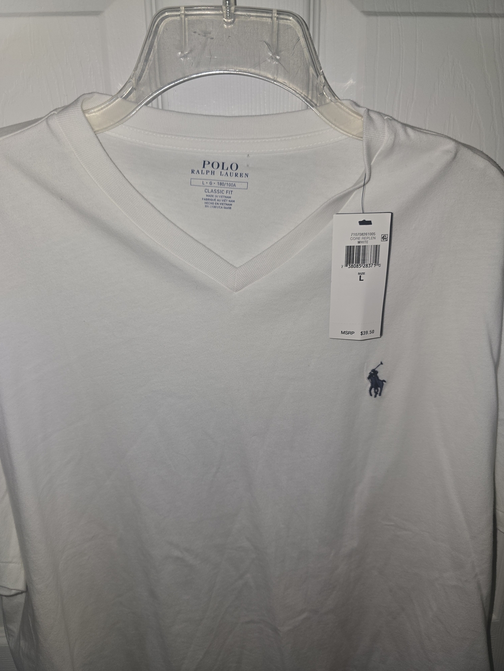 Polo by Ralph Lauren Men's White V-Neck Tee